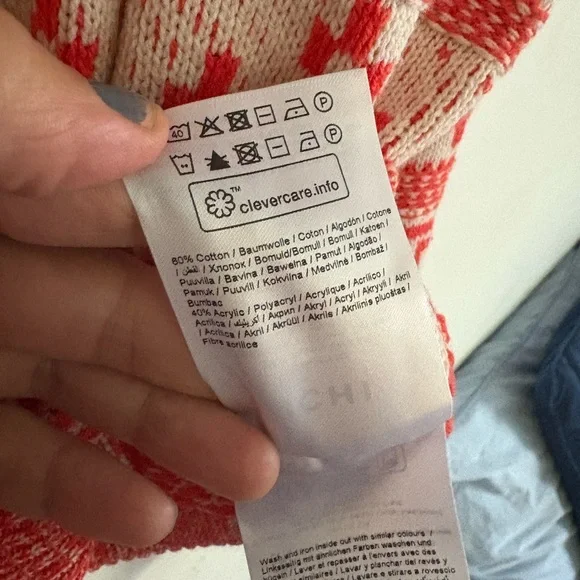 Ichi Cotton Blend Orange and White Patterned Sweater - Picture 5 of 6